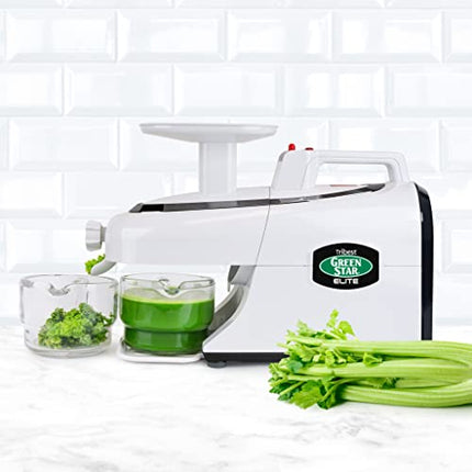 Tribest Greenstar GSE-5000 Elite Slow Masticating Juicer, Twin Gear Cold Press Juicer & Juice Extractor, White