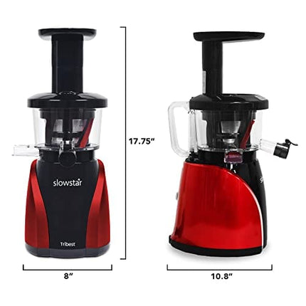 Tribest Slowstar SW-2000 Vertical Masticating Cold Press Juicer & Juice Extractor with Mincer, Red