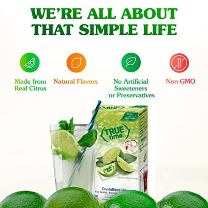 TRUE LIME Water Enhancer, Bulk Dispenser Pack, 0 Calorie Drink Mix Packets For Water, Sugar Free Lime Flavoring Powder Packets, Water Flavor Packets Made with Real Limes, 100 Count (Pack of 1)