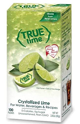 TRUE LIME Water Enhancer, Bulk Dispenser Pack, 0 Calorie Drink Mix Packets For Water, Sugar Free Lime Flavoring Powder Packets, Water Flavor Packets Made with Real Limes, 100 Count (Pack of 1)