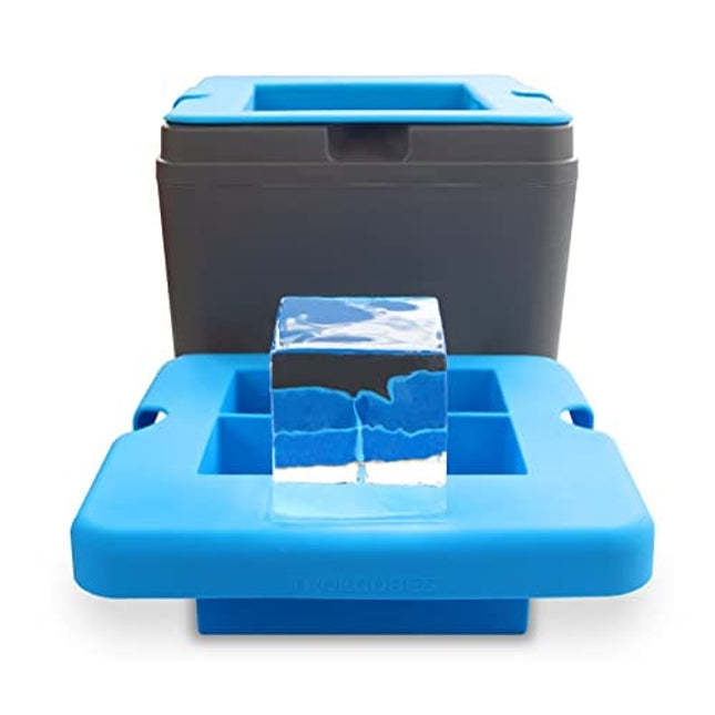 True Cubes Clear Ice Cube Maker, Clear Ice Mold - 4 Large Clear Ice Cubes for Cocktails, Drinks & Whiskey - BPA-Free Silicone Square Ice Cube Mold - Whiskey Gifts for Men