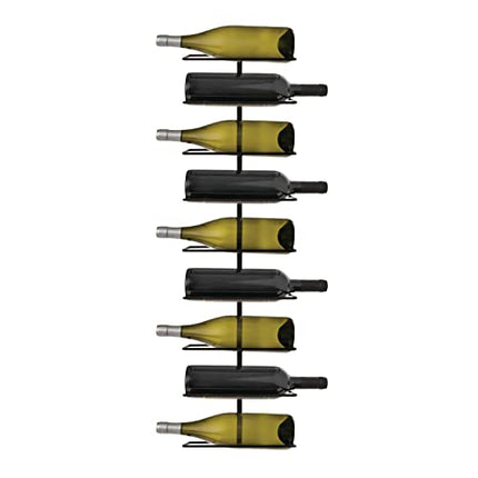 True Align Wall-Mounted Wine Rack, Black Wrought Iron, Minimalist Modern Wine Display, Alcohol Storage Solution, Holds Nine Standard Wine Bottles, 37.75" x 9.75"