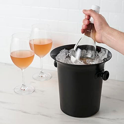 True Black Ice Bucket with Handles, 8.75 by 8.25 Inches, Wine Bucket, 3 Liter Capacity Beverage Tub, Drink Bucket, Black, Plastic,