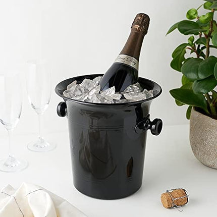 True Black Ice Bucket with Handles, 8.75 by 8.25 Inches, Wine Bucket, 3 Liter Capacity Beverage Tub, Drink Bucket, Black, Plastic,