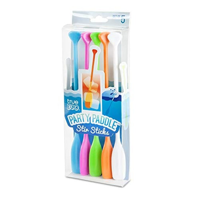 True Party Paddle Stir Sticks, Pack of 5, Multicolor Cocktail Stir Sticks, Drink Accessories