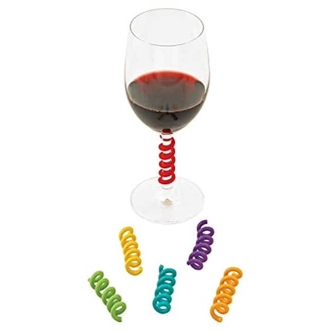 True Stem Springs Silicone Wine Charms, Set of 6, multicolor