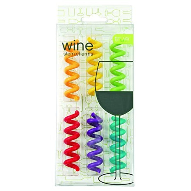 True Stem Springs Silicone Wine Charms, Set of 6, multicolor