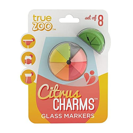 True Zoo Citrus Wine Charms Glass Markers in Assorted Colors, 8 Count