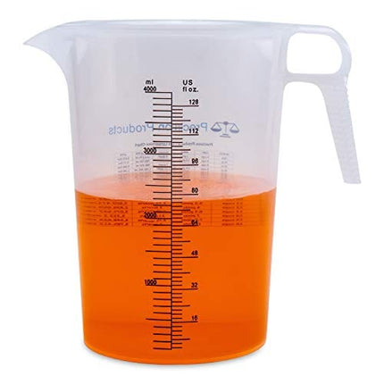 One Gallon 128oz Measure Pitcher - Convenient Conversion Chart - Strong Food Grade - Great For Lawn, Pool Chemicals - Ag - Lye and Home Hobbies - Motor Oil and Fluids - by Turnah Precision Products