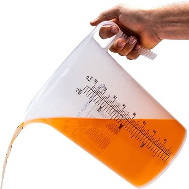 One Gallon 128oz Measure Pitcher - Convenient Conversion Chart - Strong Food Grade - Great For Lawn, Pool Chemicals - Ag - Lye and Home Hobbies - Motor Oil and Fluids - by Turnah Precision Products