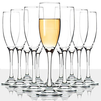 Classic Champagne Flutes, Set of 12, 6 Oz Premium Stemmed Champagne Glasses, Sparkling Wine Glass, Crystal Clear