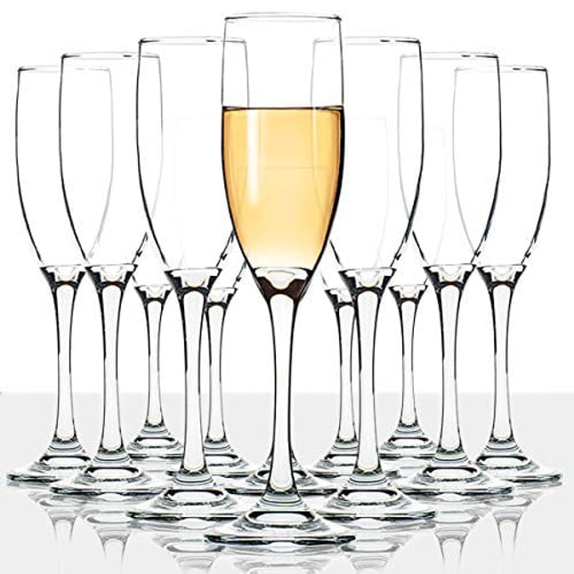 Classic Champagne Flutes, Set of 12, 6 Oz Premium Stemmed Champagne Glasses, Sparkling Wine Glass, Crystal Clear