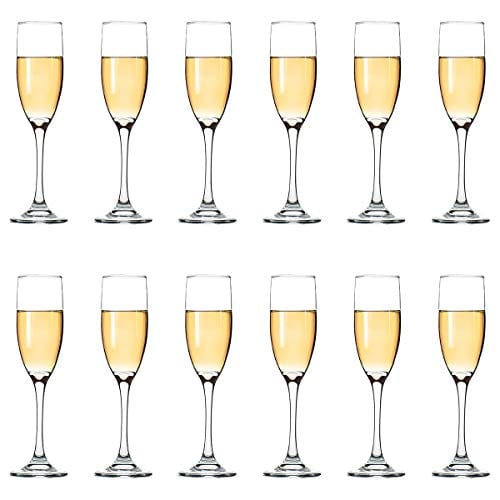 Classic Champagne Flutes, Set of 12, 6 Oz Premium Stemmed