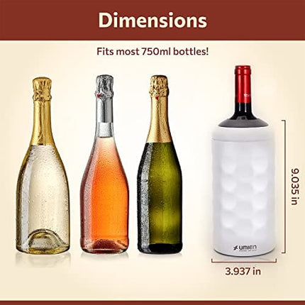 Wine Chiller - Premium Wine Bottle Chiller Double Walled, Vacuum Insulated Wine Cooler for Most 750mL Champagne and Wine Bottles - Iceless Wine Chiller with Up To 6 Hours Cold Temperature Retention