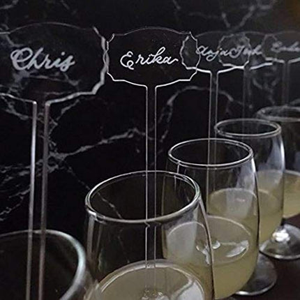 UNIQOOO 6 Inches DIY Clear Acrylic Drink Stirrers- Cocktail Swizzle Stir Sticks with Escort Place Cards- Perfect for Wedding, Birthday Parties, Bridal Shower and Holiday Event Banquet, 20 Count
