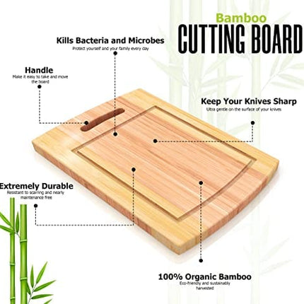 Utopia Kitchen 3 Piece Bamboo Cutting Boards with Juice Grooves - BPA Free - Eco-friendly - Natural Organic Bamboo Chopping Boards for Vegetables, Meat and Cheese (Pack Of 1)