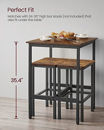 VASAGLE Bar Table, Small Kitchen Table, High Top Pub Table, for Living Room Study, Industrial Steel Frame, 23.6 x 23.6 x 35.4 Inches, Rustic Brown and Black ULBT25X