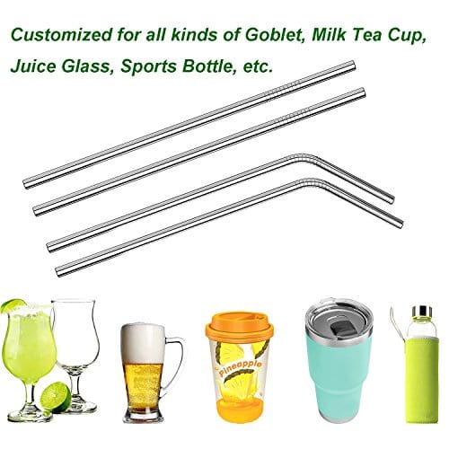 Hiware 12-Pack Reusable Stainless Steel Metal Straws with Case - Long  Drinking Straws for 30 oz and 20 oz Tumblers Yeti Dishwasher Safe - 2  Cleaning