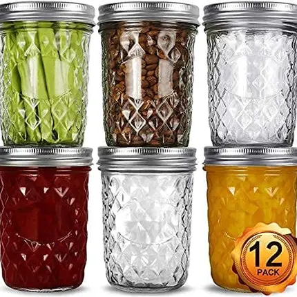 VERONES Wide Mouth Mason Jars 16oz, 12 Pack 16 oz Wide Mouth Mason Jars with Lids and Bands, Ideal for Jam, Honey, Wedding Favors, Shower Favors