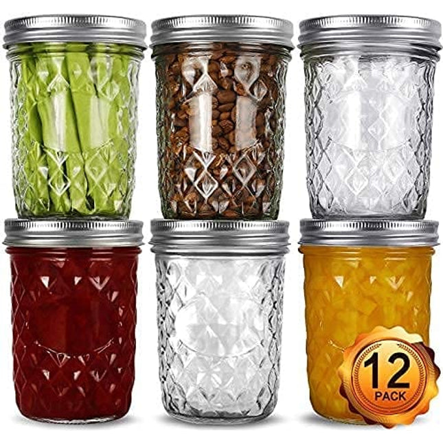 VERONES Wide Mouth Mason Jars 16oz, 12 Pack 16 oz Wide Mouth Mason Jars with Lids and Bands, Ideal for Jam, Honey, Wedding Favors, Shower Favors