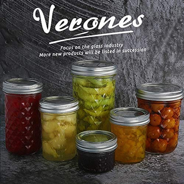 VERONES Wide Mouth Mason Jars 16oz, 12 Pack 16 oz Wide Mouth Mason Jars with Lids and Bands, Ideal for Jam, Honey, Wedding Favors, Shower Favors