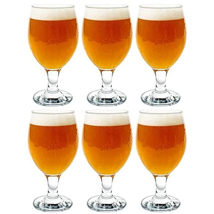 Vikko Beer Glass, Set of 6 Belgian Style Beer Glasses, Large Size 13.5 Ounce, Dishwasher Safe Durable Drinking Glass for Craft Brews, Beer or Water