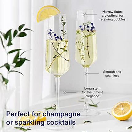 Vintorio GoodGlassware Champagne Flutes (Set Of 4) 8.5 oz – Tall, Long Stem, Crystal Clear, Classic, and Seamless Tower Design - Dishwasher Safe, Quality Sparkling Wine Stemware