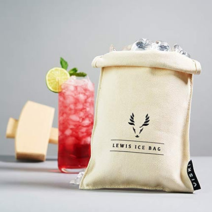 Viski Lewis Ice Bag, Professional Grade Canvas Ice Crushing Bag for Chilled Cocktails, 12″ x 7.25″