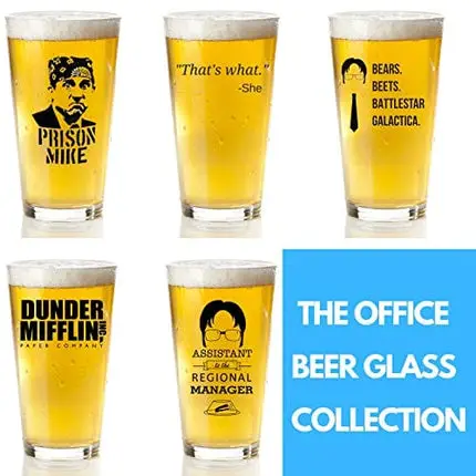 Assistant to The Regional Manager Beer Glass - Funny Dwight Schrute The Office Merchandise - 16oz Collectible Dunder Mifflin The Office Mug for Men and Women