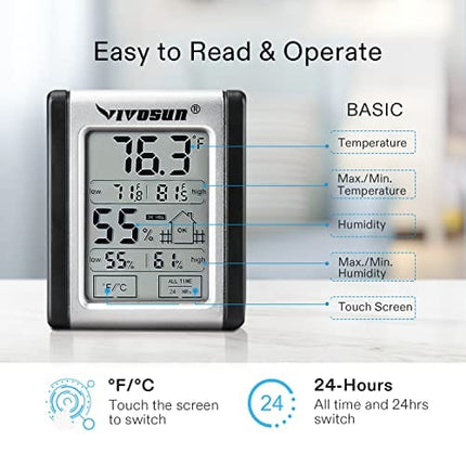 VIVOSUN Digital Indoor Hygrometer Grow Tent Thermometer, Temperature and Humidity Monitor Meter for Plants, Indoor, Home, Office