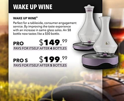 Wake Up Wine Pro S Electronic Decanter Set - 750ml Lead-Free Glass Decanter, Airtight Glass Stopper, Fine Sediment Strainer, Bluetooth 3D Speaker up to 8 Hours Continuous Use
