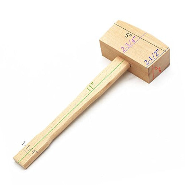 WEICHUAN 5" Unfinished Beech Wood Mallet Ice Hammer Mallet - Solid Beechwood Damage-Free Striking Woodworking Carving Mallet Woodworking Hand Tool