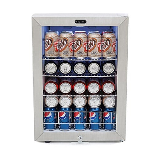 Whynter BR-091WS, 90 Can Capacity Stainless Steel Beverage Refrigerator with Lock, White