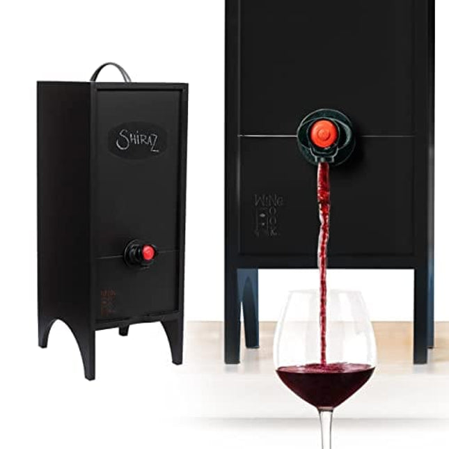 Wine Nook Decorative Box Wine Dispenser Cocktail Beverage Dispenser Wine Storage Holder for Kitchen Bar Countertop, Wine Carrier and Wine Party, Black, 3 Liters, Chalk Included