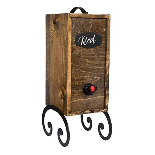 Wine Nook Wooden Wine Cocktail Box Dispenser, Decorative, Naturally Insulated, Fillable Ice Pack Beverage Bag, chalk included (American Black Walnut) 3 Liter