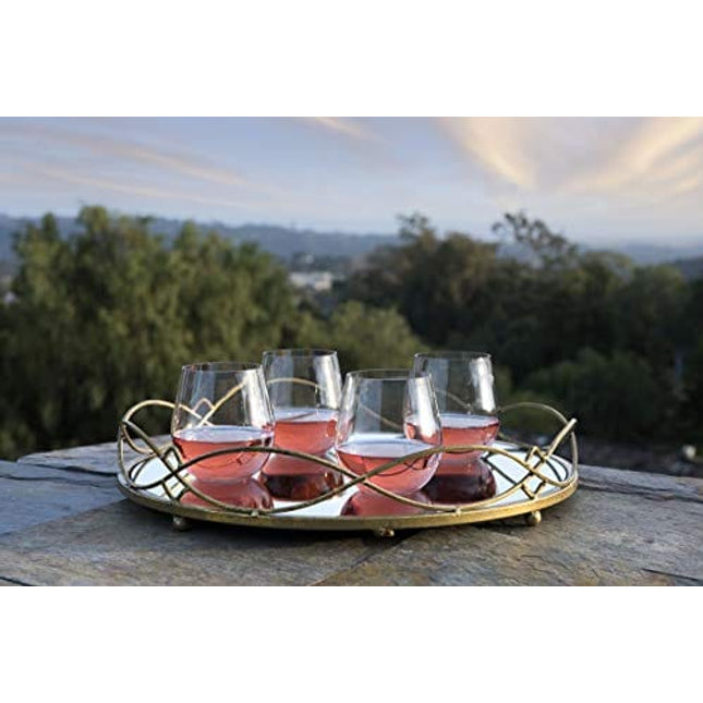 Wine Outside Unbreakable Wine Glasses Dishwasher-Proof | Set of 4 | 18 oz. Elegant Plastic Stemless Wine Glass | Reusable | Ideal for Homes & Bars | Outdoors Camping, Beach, Picnic ● Indestructible