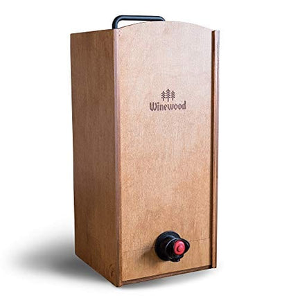 Boxed Wine Wood Case by Winewood | Hazelnut Color | Fits 3 Liter Boxes of Wine | Holder, Dispenser, Cover for Boxed Wine