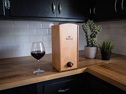 Boxed Wine Wood Case by Winewood | Hazelnut Color | Fits 3 Liter Boxes of Wine | Holder, Dispenser, Cover for Boxed Wine