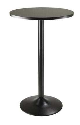 Winsome Obsidian Pub Table Round Black Mdf Top with Black Leg And Base - 23.7-Inch Top, 39.76-Inch Height