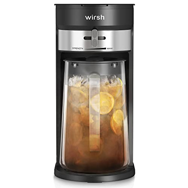 wirsh Iced Tea Maker, Iced Coffee Maker with 85 Ounce Pitcher, Strength Control and Reusable Filter, Perfect For Iced Coffee, Latte, Tea, Lemonade, Flavored Water, Black