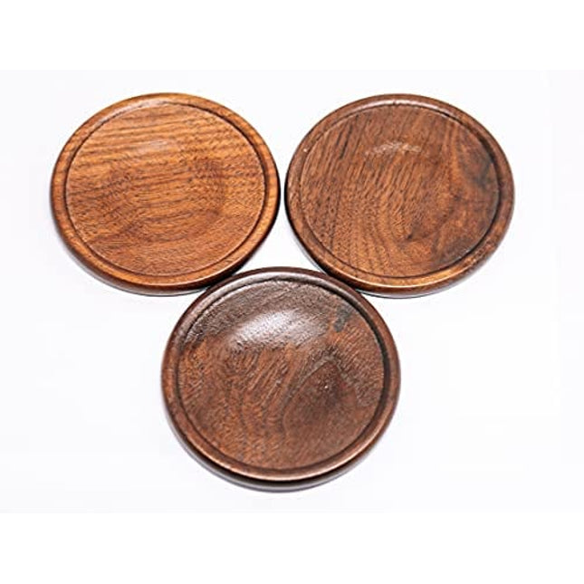 3 Set Rotating Whiskey Glasses with Black Walnut Coasters - Luxurious Crystal 160ml in Choice of Styles. Unique Arched Convex Bottoms for Spinning. Real Wood Fitted Coasters.