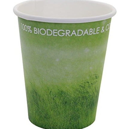Yes!Fresh 8oz Disposable Hot Beverage Paper Coffee Cups for Parties,Picnics,Barbecues,Travel and Events, Eco-friendly,100% Blodegradable&Compostable (8 oz, 50 Count,Green)