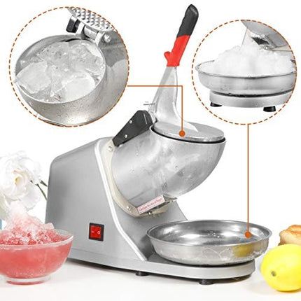 ZENY Ice Shaver Machine Electric Snow Cone Maker Stainless Steel Shaved Ice Machine 145lbs Per Hour