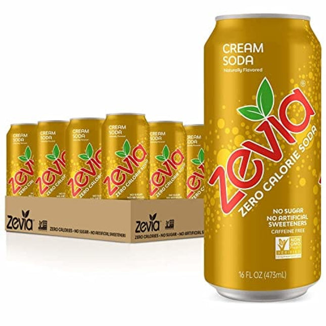 Zevia Zero Calorie Cream Soda, 16 Ounce Cans (Pack of 12)