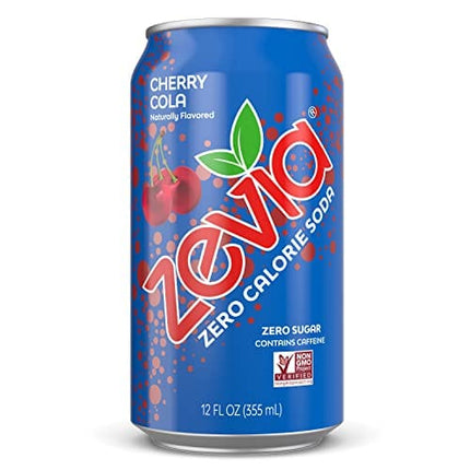 Zevia Zero Calorie Soda, Cherry Cola, 12 Ounce Cans (Pack of 24)