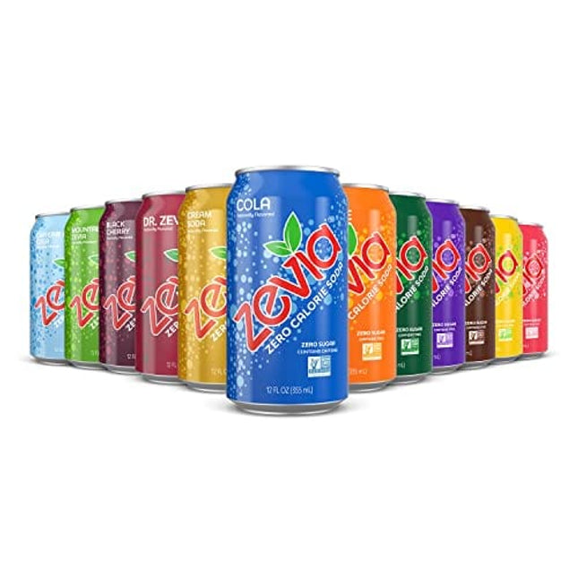 Zevia Zero Calorie Soda, Rainbow Variety Pack, 12 Ounce Cans (Pack of 24)