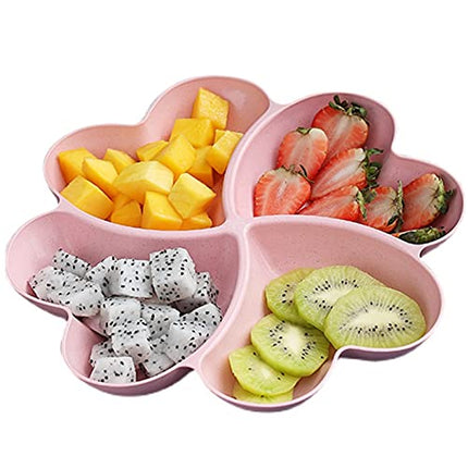 ZOOFOX Set of 6 Appetizer Serving Platter, Unbreakable Chip & Dip Serving Divided Plates, 4-Compartment Heart-Shaped Serving Dish Tray for Nuts, Candy, Dried Fruit, Salads, Snack