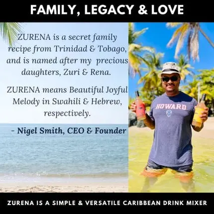 Zurena All-Natural Tropical Drink Mixer - Delicious Caribbean Cocktails in 30 Seconds with Spirits, Wine, Beer and Bubbly - Exotic Mockails With Club Soda, Juice or Tea - Contains No Alcohol