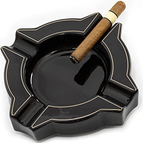 100% Face Ceramic Cigar Ashtray For Men, Durable Solid 4 Slot
