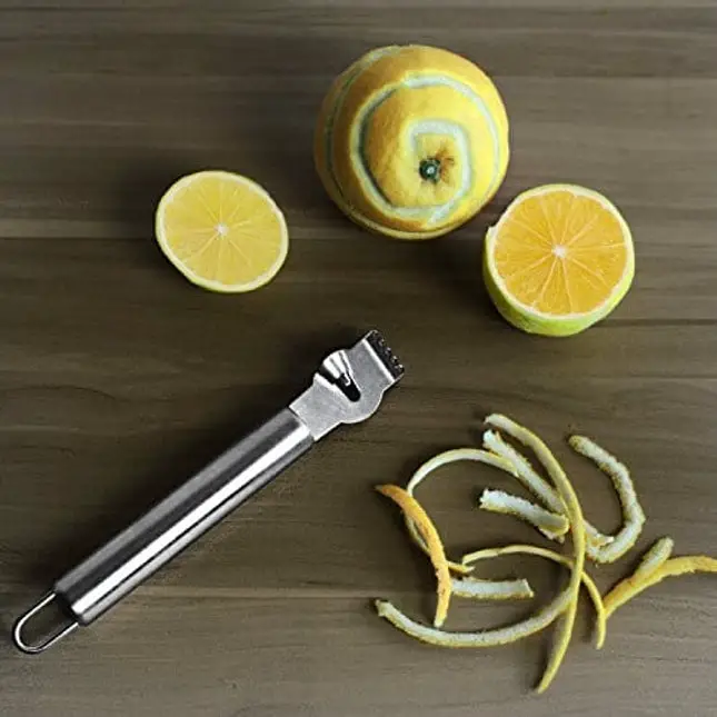 1Easylife Stainless Steel Lemon Zester Grater with Channel Knife and Hanging Loop